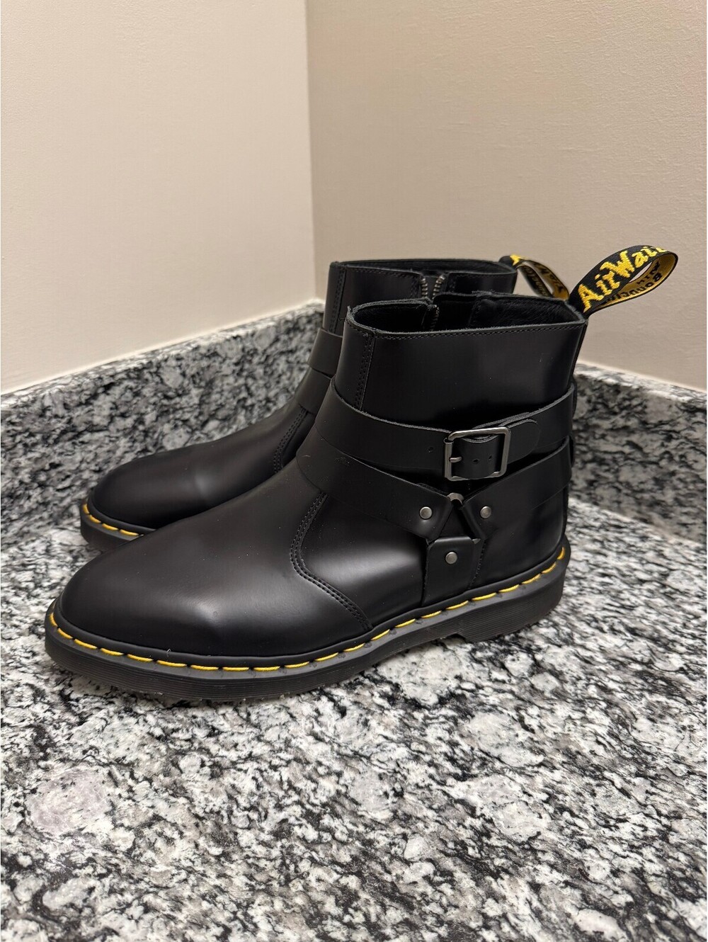 Dr. Martens Black Leather Harness Ankle Boots NEW Men's Size 10